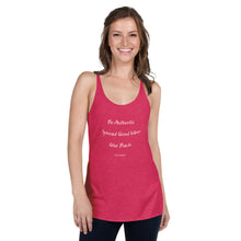 Load image into Gallery viewer, Tank_Women's Racerback - White Text - Be Authentic, Spread Good Vibes, Give Back #LiveTheVibe™
