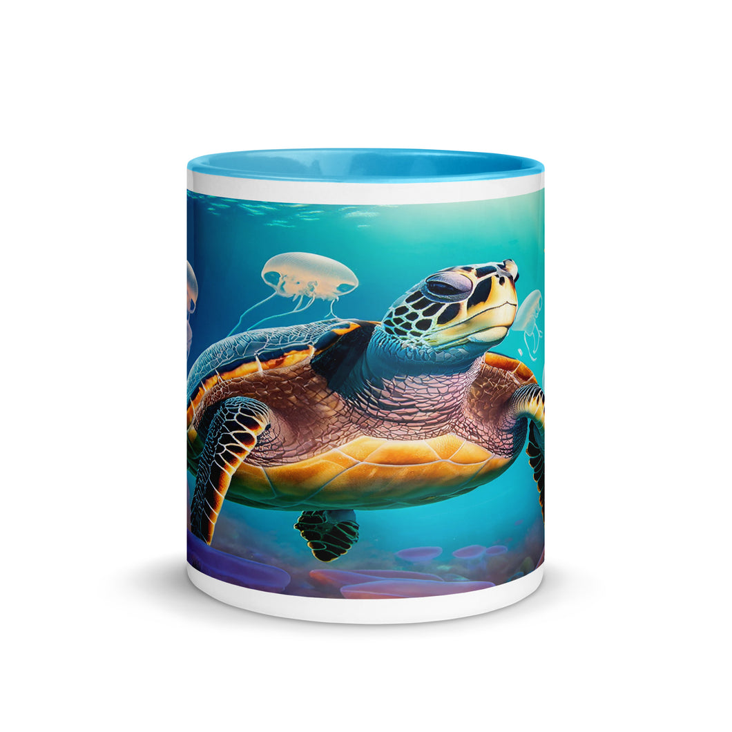 Sea Turtle Underwater Mug with Blue Color