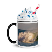 Load image into Gallery viewer, Cocoa Beach Ceramic Mug with pop of color - &quot;Surf The Rainbow&quot; by JMacK Imagery
