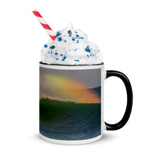Load image into Gallery viewer, Cocoa Beach Ceramic Mug with pop of color - &quot;Surf The Rainbow&quot; by JMacK Imagery

