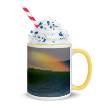 Load image into Gallery viewer, Cocoa Beach Ceramic Mug with pop of color - &quot;Surf The Rainbow&quot; by JMacK Imagery
