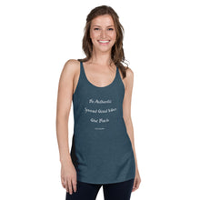 Load image into Gallery viewer, Tank_Women&#39;s Racerback - White Text - Be Authentic, Spread Good Vibes, Give Back #LiveTheVibe™
