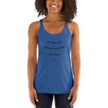 Load image into Gallery viewer, Tank_Women&#39;s Racerback - Black Text - Be Authentic, Spread Good Vibes, Give Back #LiveTheVibe™
