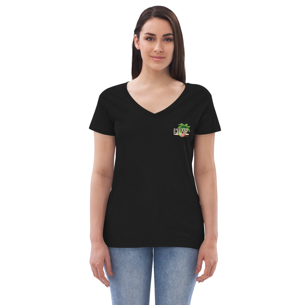 T-Shirt_Women’s Recycled V-Neck - #LiveTheVibe™ Tiki Design